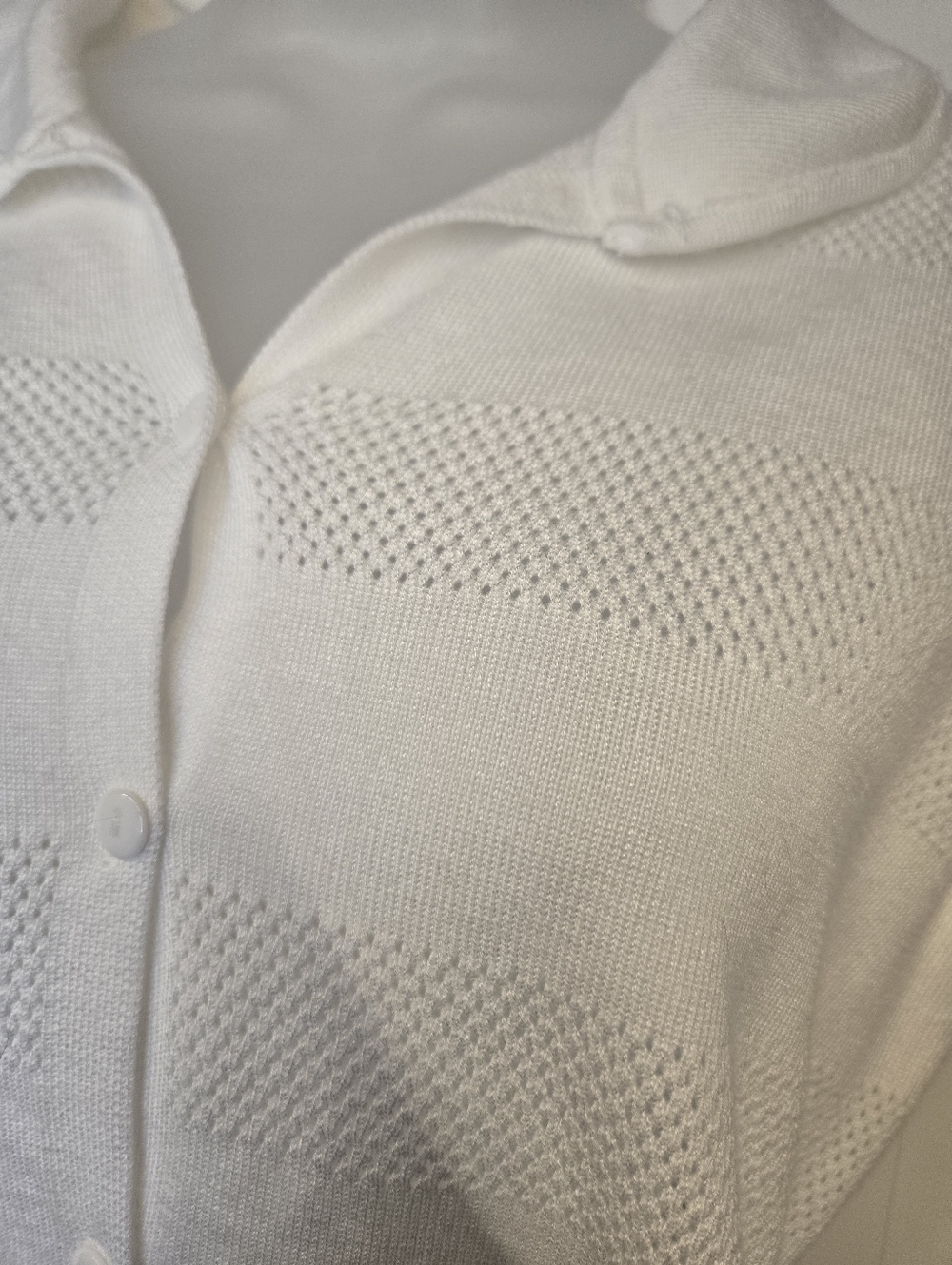 Cream Short-Sleeve Knit Cardigan Sweater - Picture 4 of 8